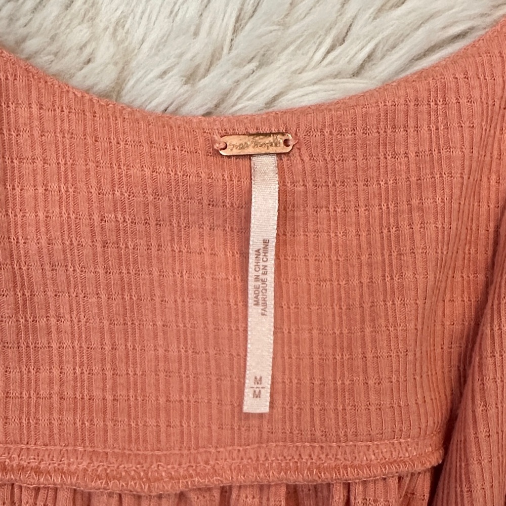 Free People SZ M Beach Bound Coral Sleeveless Empire Waist Women’s  Blouse - Picture 2 of 10